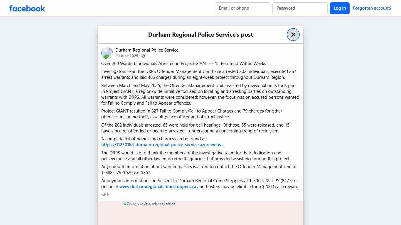 Over 200 Wanted... - Durham Regional Police Service Facebook